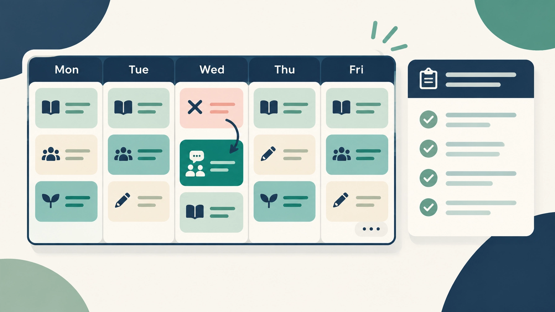 A weekly timetable adjusted after a lost PPA block, with space left for one clear workload decision
